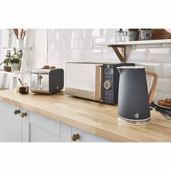 Swan SK14610GRYN, Nordic Rapid Boil Jug Kettle, Wood Effect Handle, Soft Touch Housing and Matt Finish, 3kw, 1.7 Litre, Slate Grey