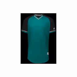 Russell R01X3B.09R.XL Youth Classic V-Neck Jersey - Aqua, Black & White - Extra Large