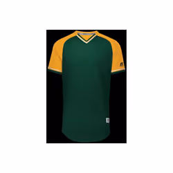 Russell R01X3M.430.M Adult Classic V-Neck Jersey - Dark Green, Gold & White - Medium