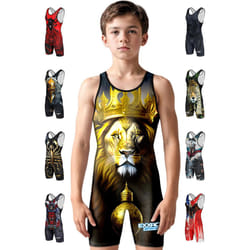 Exxact Sports Sublimated Youth Wrestling Singlet For Boys  Premium Powerlifting Singlet  Kids Wrestling Singlets For Training (YXS  Lion)