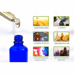 Avalon 50ml Blue Glass Dropper Bottles with Dropper Pipettes - Sold Empty for Essential Oils, Aromatherapy, Fragrance, Travel - Pack 2