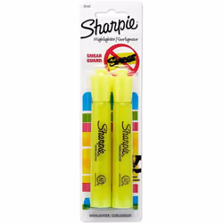 Sharpie 25162PP Accent Tank-Style Highlighter Fluorescent Yellow Blister of 2 Highlighters; Large Ink Supply Versatile Chi ...