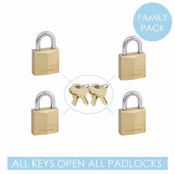 Small Padlocks [Key] [Keyed Alike] [Family Pack of 4] 120EURQNOP - Best Used for Backpacks, Luggage, Computer Bags, Locker, Gym and More