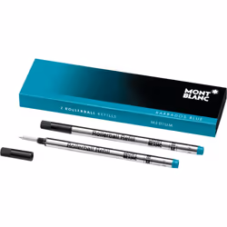 Montblanc Rollerball Refills (M) Barbados Blue 106932 â Refill Cartridge with a Medium Nib for Rollerball Pens â 2 x Blue ...