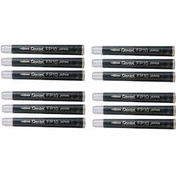 Pentel Arts Pocket Brush Refills Black Ink Value Set of 12