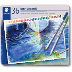 Staedtler karat aquarell watercolour pencils tin set of 36 assorted colours