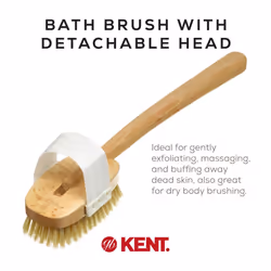 Kent FD3 Luxury Beechwood Body Scrubbing Exfoliating Bath/Shower Brush with 100% Pure White Bristle. Long Handle with Detachable Head  Wet/Dry Back an