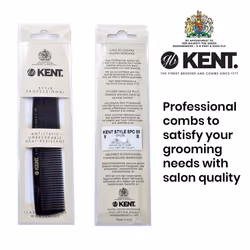 Kent SPC85 5 inch Salon-Style Dressing Cutting Comb with Wide and Fine Teeth Professional Barber Haircut Comb for Styling and Teasing  Hard