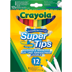 CRAYOLA SuperTips Washable Markers - (Pack of 12) Aged 3+