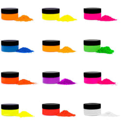 Rolio - Fluorescent Powder - 12 3g Jars of Pigment for Paint  Dye  Soap Making  Nail Polish  Epoxy Resin  Candle Making  Bath Bombs  Slime