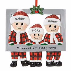 Christmas Tree Ornament 2020 Family Xmas Lockdown - Family of 3