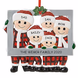 Christmas Tree Ornament 2020 Family Xmas Lockdown - Family of 5