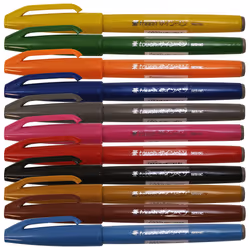 Pentel Fude Touch Sign Pen  Black  Felt Pen Like Brush Stroke (SES15C-A)