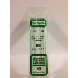 Evergreen 103 - 0.01" x 0.06" Polystyrene Strips 14"/35cm 10pcs