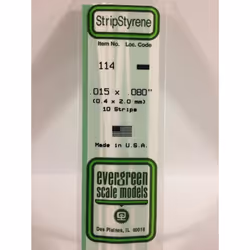 Evergreen 114 - 0.015" x 0.08" Polystyrene Strips 14"/35cm 10pcs