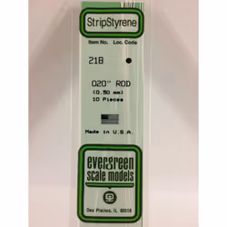 Evergreen 218 - 0.02"/0.5mm Polystyrene 14"/35cm Rods 10pcs