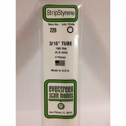 Evergreen 226 - 0.188"/4.8mm Polystyrene 14"/35cm Tubes 4pcs