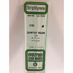 Evergreen 246 - 0.03"/0.75mm Polystyrene Quarter Round 14"/35cm Lengths 5 pcs