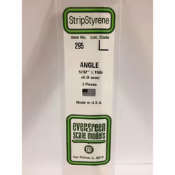 Evergreen 295 - 0.156"/4.0mm Polystyrene Angles 14"/35cm 3 pcs