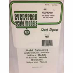 Evergreen 4051 - 0.050" Polystyrene Clapboard Siding Sheet 6" x 12"