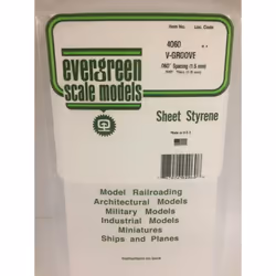 Evergreen 4060 - 0.060" Polystyrene V Groove Siding Sheet 6" x 12"