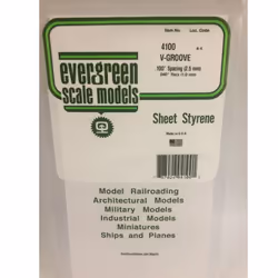 Evergreen 4100 - 0.100" Polystyrene V Groove Siding Sheet 6" x 12"