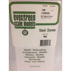 Evergreen 4188 - 0.188" Polystyrene V Groove Siding Sheet 6" x 12"