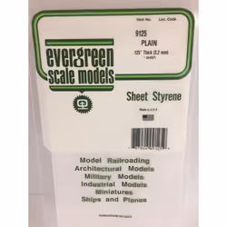 Evergreen 9125 Polystyrene 0.125" Plain White Sheet 6" x 12"