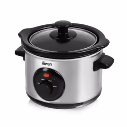 Swan SF17010N 1.5 Litre Oval Stainless Steel Slow Cooker with 3 Cooking Settings, 120W, Silver