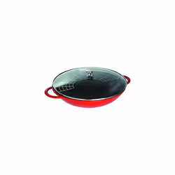 Staub 40509-898-0 Cast Iron Wok, including Glass Lid and Removable Grid Insert, Suitable for induction, ? 37 cm, 5.7 L, Cherr ...