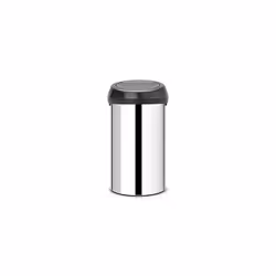 Brabantia 60 Litre Large Kitchen Touch Bin (Brilliant Steel/Matt Black Lid) Removable Lid, Soft-Touch Open, Easy Clean Rubbis ...