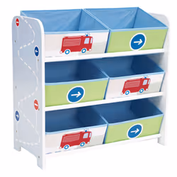 Vehicles Kids Bedroom Storage Unit with 6 Bins by HelloHome, 60 cm x 63.5 cm x 30 cm