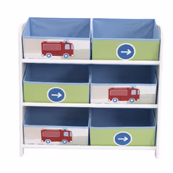 Vehicles Kids Bedroom Storage Unit with 6 Bins by HelloHome, 60 cm x 63.5 cm x 30 cm