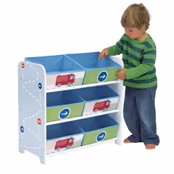 Vehicles Kids Bedroom Storage Unit with 6 Bins by HelloHome, 60 cm x 63.5 cm x 30 cm