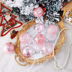 30ct Christmas Ball Ornaments-60mm/2.36" Shatterproof Clear Plastic Xmas Balls Baubles Set with Stuffed Delicate Sparkling, Hanging Christmas Tree Dec