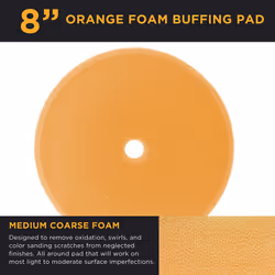 TCP Global 8"" Orange Foam Buffing Pad Coarse Cutting Polish Hook & Lo