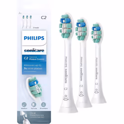 Philips Sonicare HX9023/65 Genuine C2 Optimal Plaque Control Toothbrush Head, 3 Pack, White