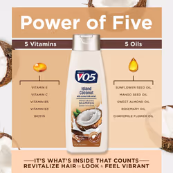 VO5 Moisturizing Shampoo - 12.5 Fl Oz - Island Coconut Leaves Hair Looking Vibrant and Beautiful  White