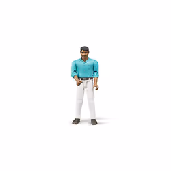 Bruder Toys - Bworld Realistic Medium Skin Tone Man with White Jeans Action Figure has Moveable Limbs and Can Grasp Objects - ...