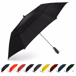 EEZ-Y Golf Umbrella - 58 Inch Windproof Rain Umbrellas w/Double Canopy - Compact Portable & Break Resistant for Travel - Bla ...