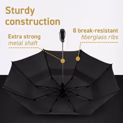 EEZ-Y Golf Umbrella - 58 Inch Windproof Rain Umbrellas w/Double Canopy - Compact  Portable & Break Resistant for Travel - Black