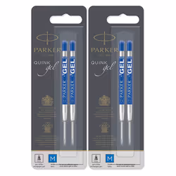 Parker Quink Refill Ink for Ballpoint Ball Pens Medium Point Blue Ink 4Total refills 30526PP2PK