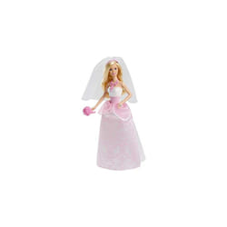 Barbie Bride Doll in White and Pink Dress with Veil and Bouquet