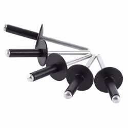 ISPINNER 50pcs 3/16 x 1 Large Flange Aluminum Blind Rivets 4.8 x 25mm Pop Rivets Black