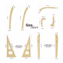 FDM 14 Piece Wooden Fashion Drawing Ruler Curved and Straight Ruler Models for Tailors  modelists  Designers and Pattern Makers Textile Wooden Riga Ru
