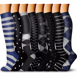 Compression Socks (8 Pairs) 15-20 mmHg is Best Athletic for Men & Wom