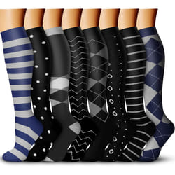 Compression Socks (8 Pairs)  15-20 mmHg is Best Athletic for Men & Wom
