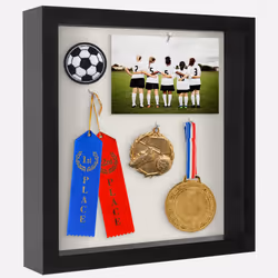 Americanflat 11x11 Shadow Box Frame in Black with Soft Linen Back - Engineered Wood with Shatter-Resistant Glass  and Hanging ...