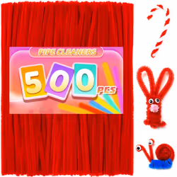 Praisebank 500pcs Red Pipe Cleaners  Pipe Cleaners  Pipe Cleaners for Crafts.