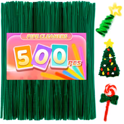 Praisebank 500pcs Christmas Green Pipe Cleaners  Pipe Cleaners  Pipe Cleaners for Crafts.